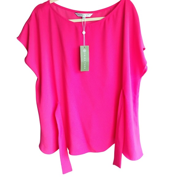 Trina Turk Blouse Top Fuchsia Pink Tie Detail Sleeveless Women's - Picture 3 of 6